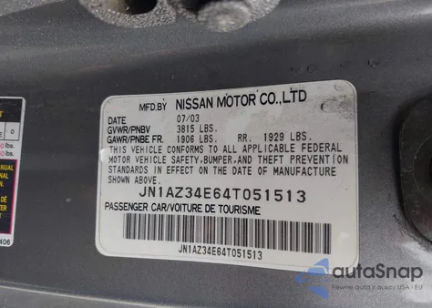 2004 Nissan 350Z Touring from USA, damaged, VIN JN1AZ34E64T051513